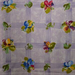 Fabric, Multi-Colored Flowers on Lavender Background, 7 Yards - New